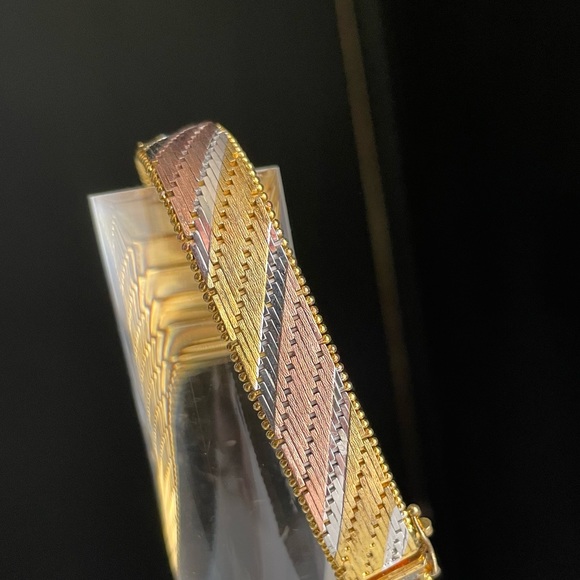 Milor sterling silver Multi Sterling Silver Gold Herringbone Cuff Bracelet - Picture 11 of 14